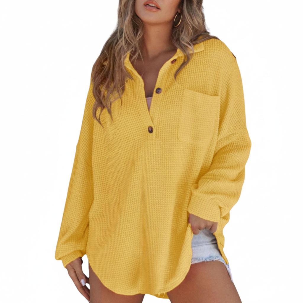 KATHRYN™ – Casual Lightweight Button V Neck Tunic Blouse