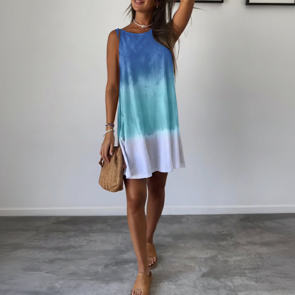 Sleeveless color block casual dress