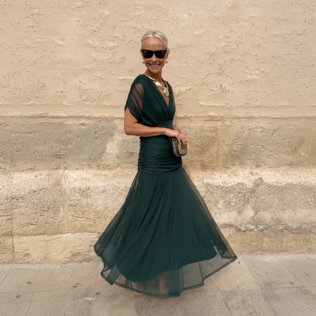 Elegant V-neck Fantasy Party Maxi Dress