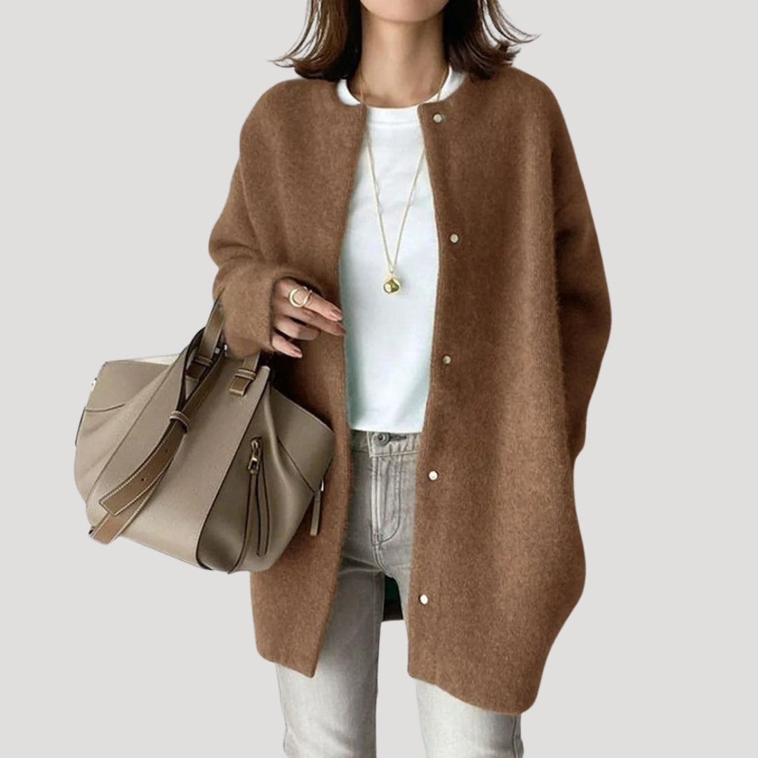 Amelia - Women's cozy wool cardigan long knitwear