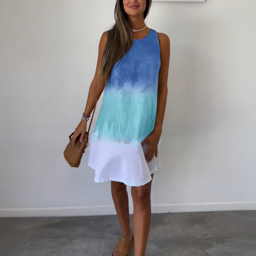 Sleeveless color block casual dress