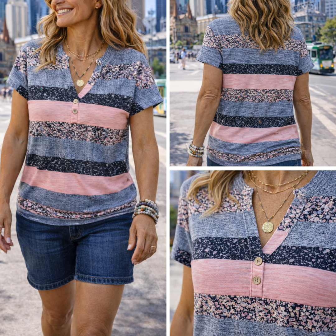 Casual Stripe V-Neck T-Shirt