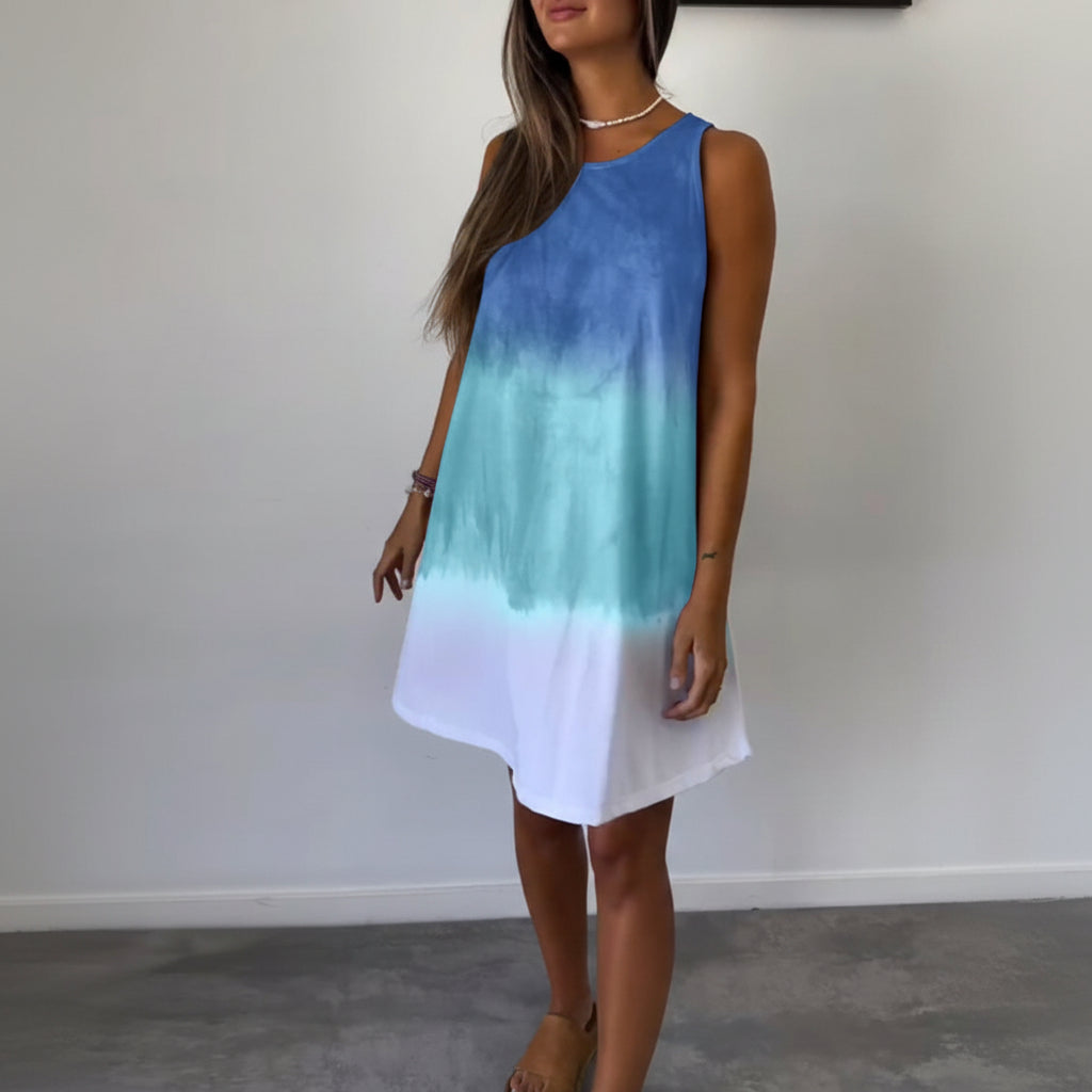 Sleeveless color block casual dress