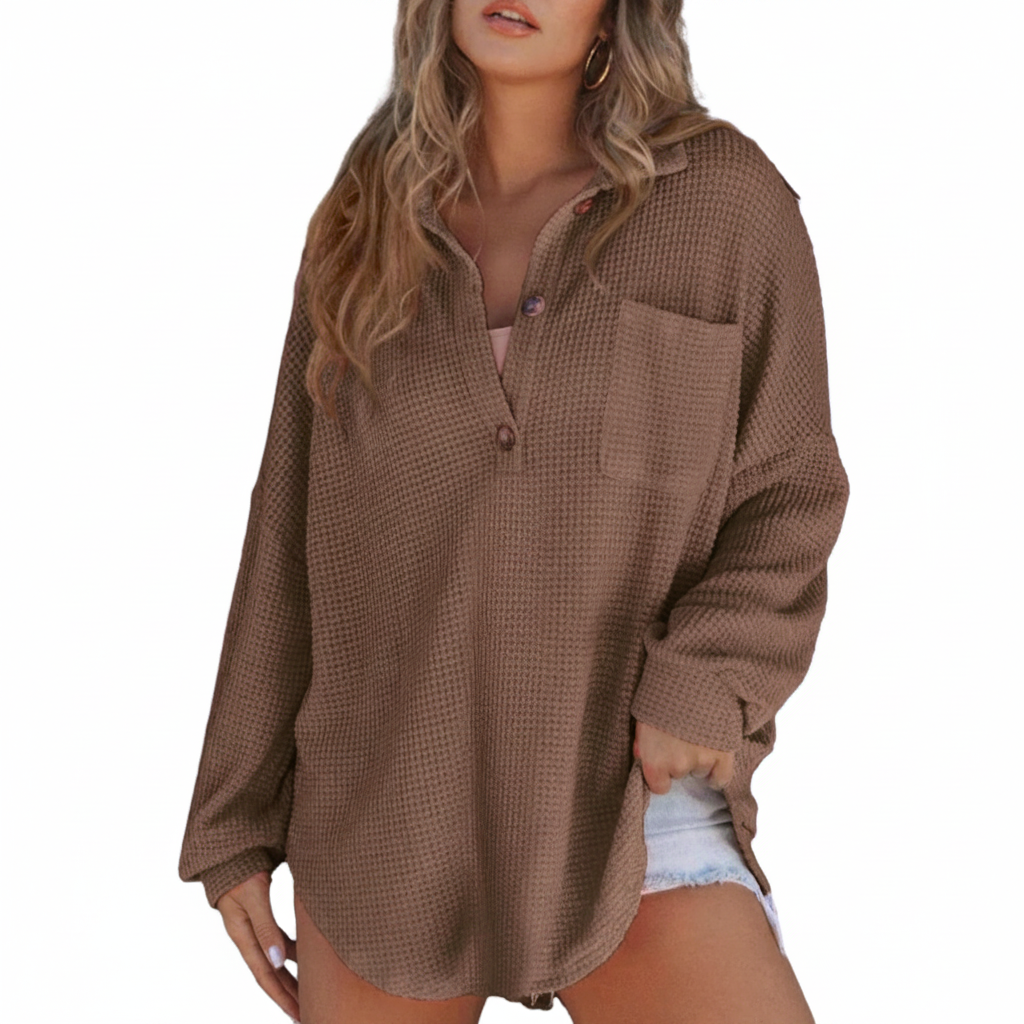 KATHRYN™ – Casual Lightweight Button V Neck Tunic Blouse