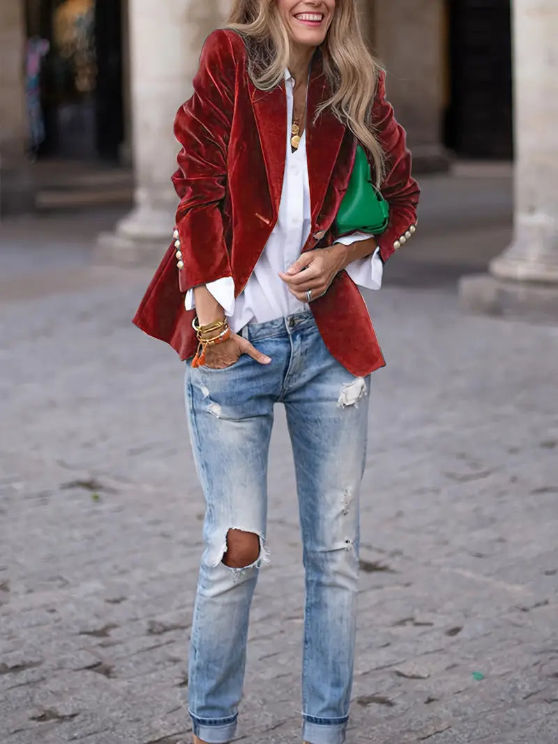 Caterina | Elegant Velvet Blazer