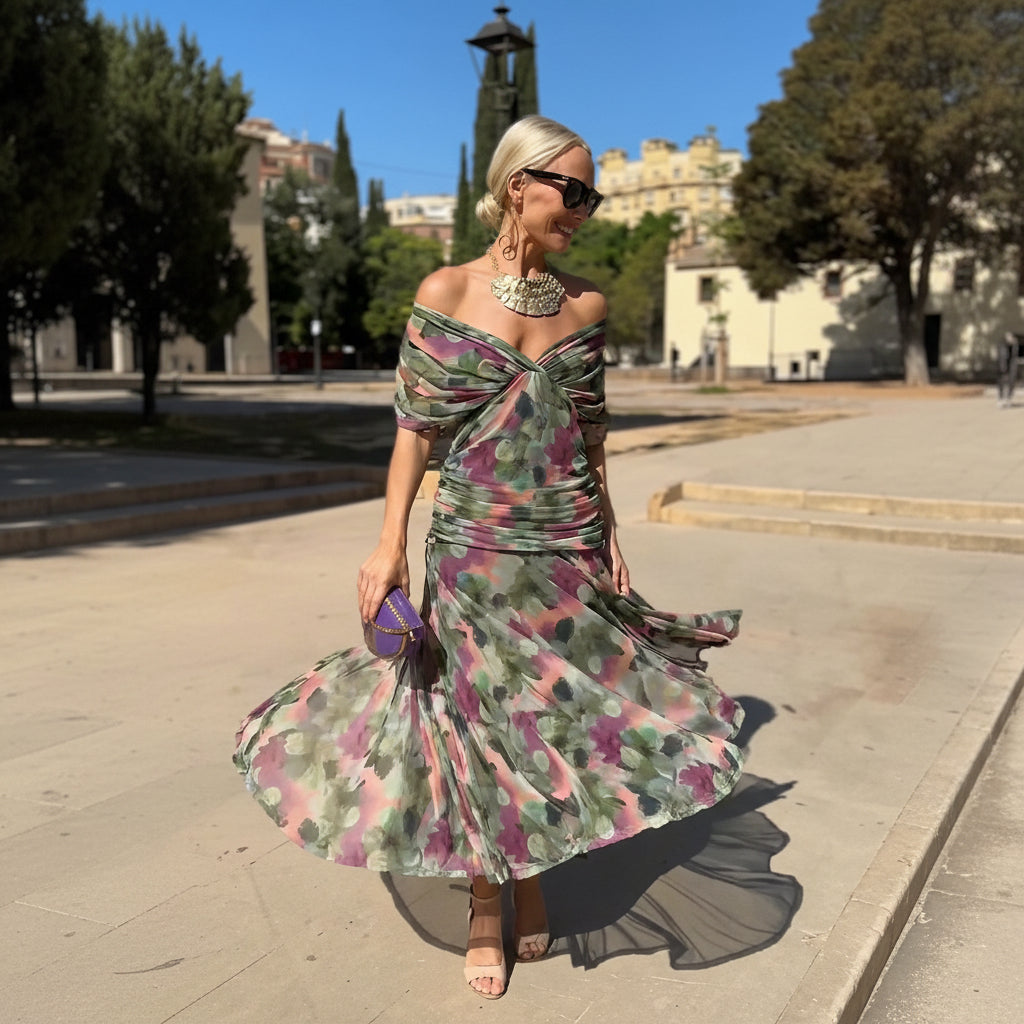 Elegant V-neck Fantasy Party Maxi Dress