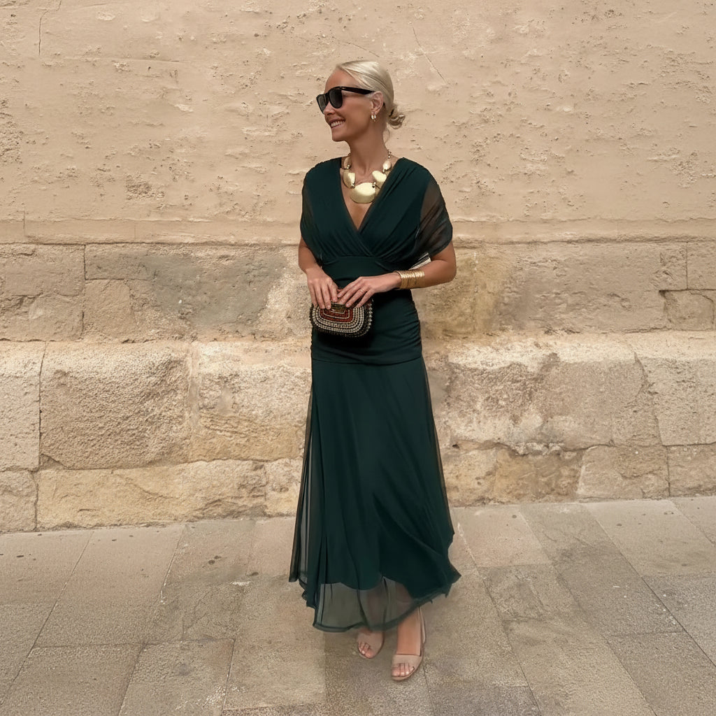 Elegant V-neck Fantasy Party Maxi Dress