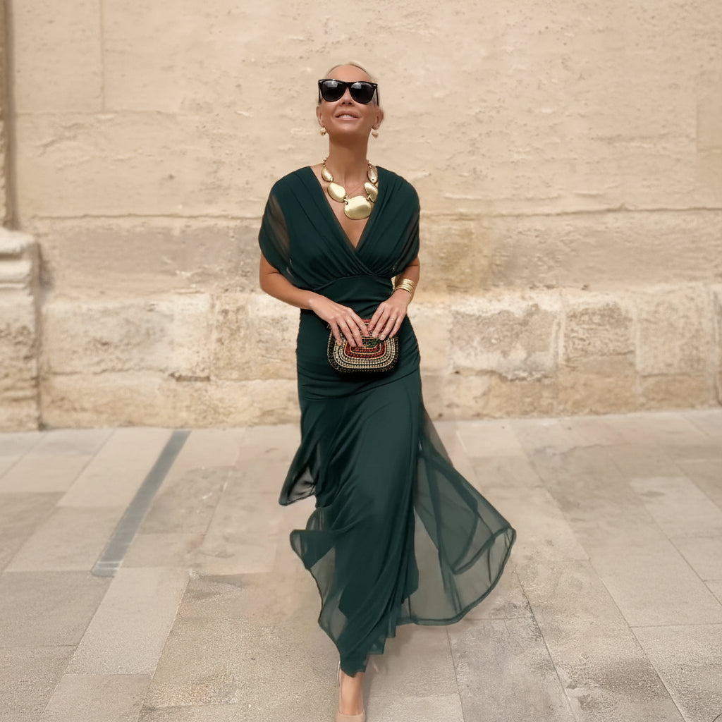 Elegant V-neck Fantasy Party Maxi Dress