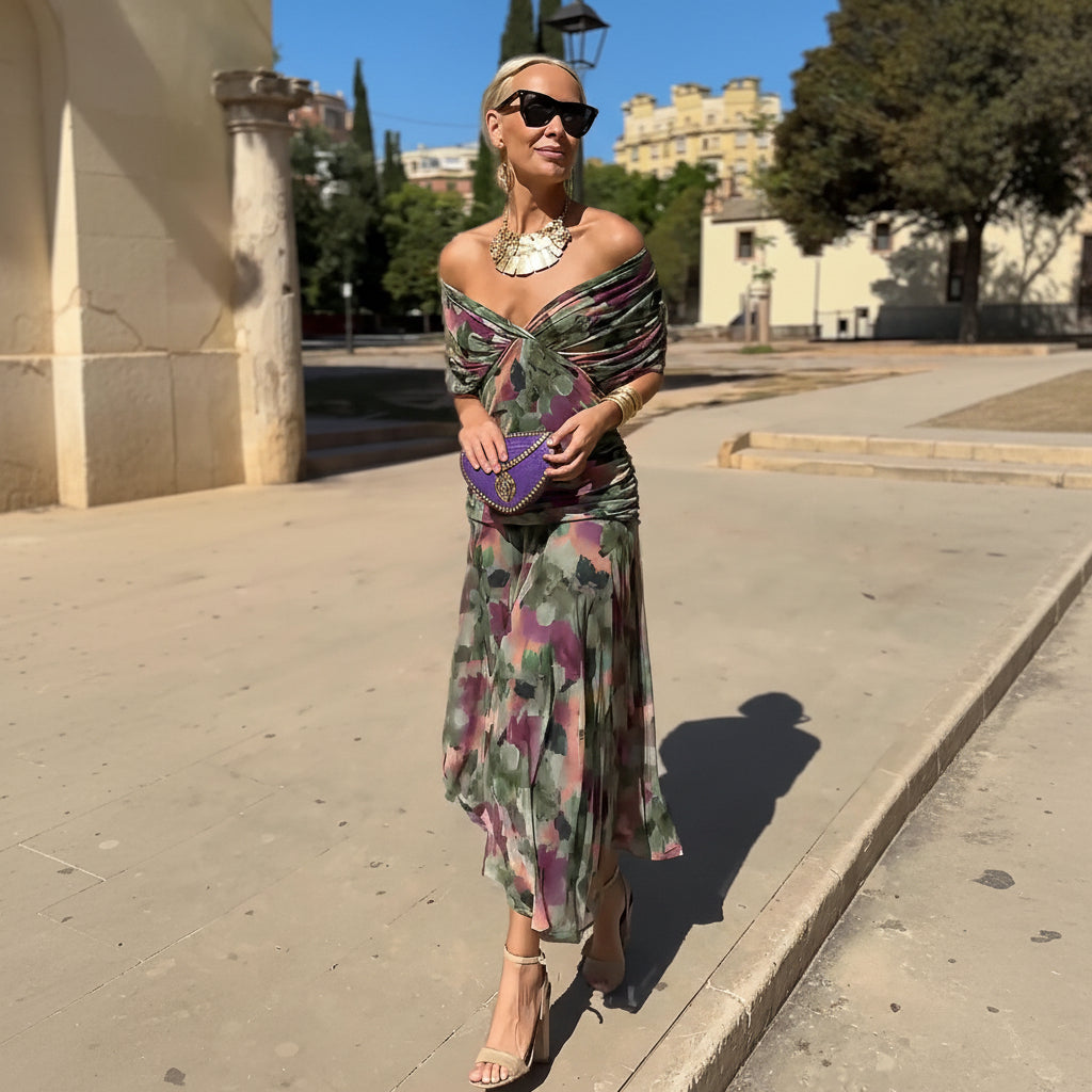 Elegant V-neck Fantasy Party Maxi Dress