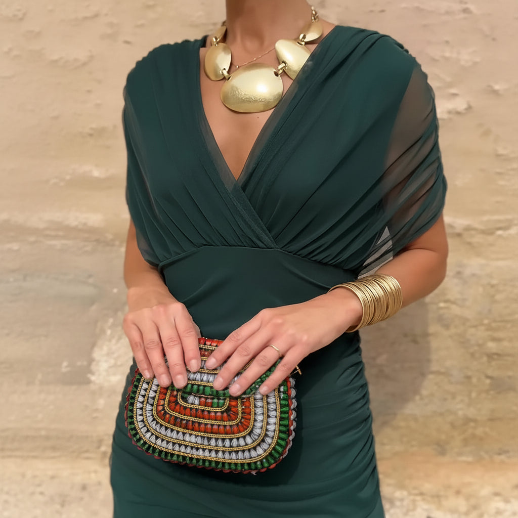 Elegant V-neck Fantasy Party Maxi Dress