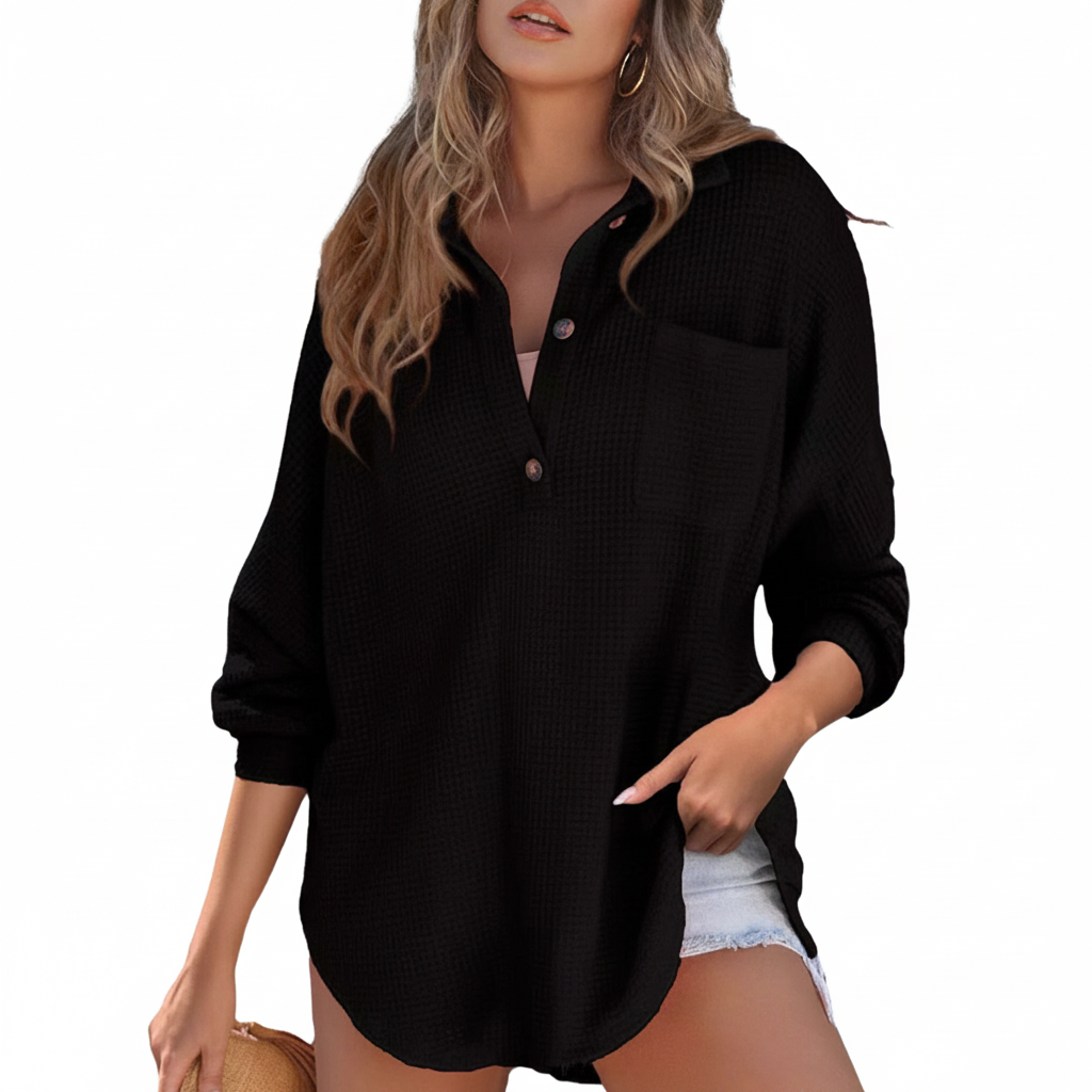 KATHRYN™ – Casual Lightweight Button V Neck Tunic Blouse