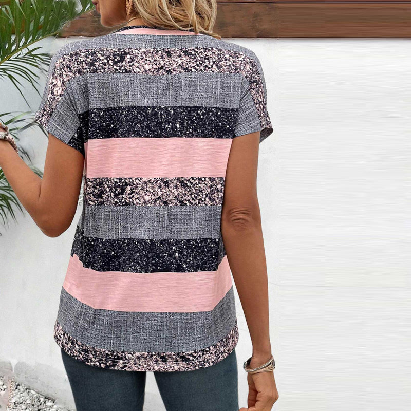 Casual Stripe V-Neck T-Shirt