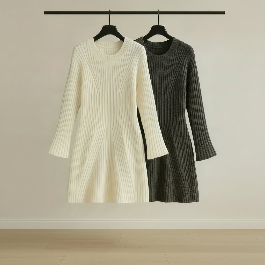 Chic Knit Ribbed Bodycon Dress – Women's Dress