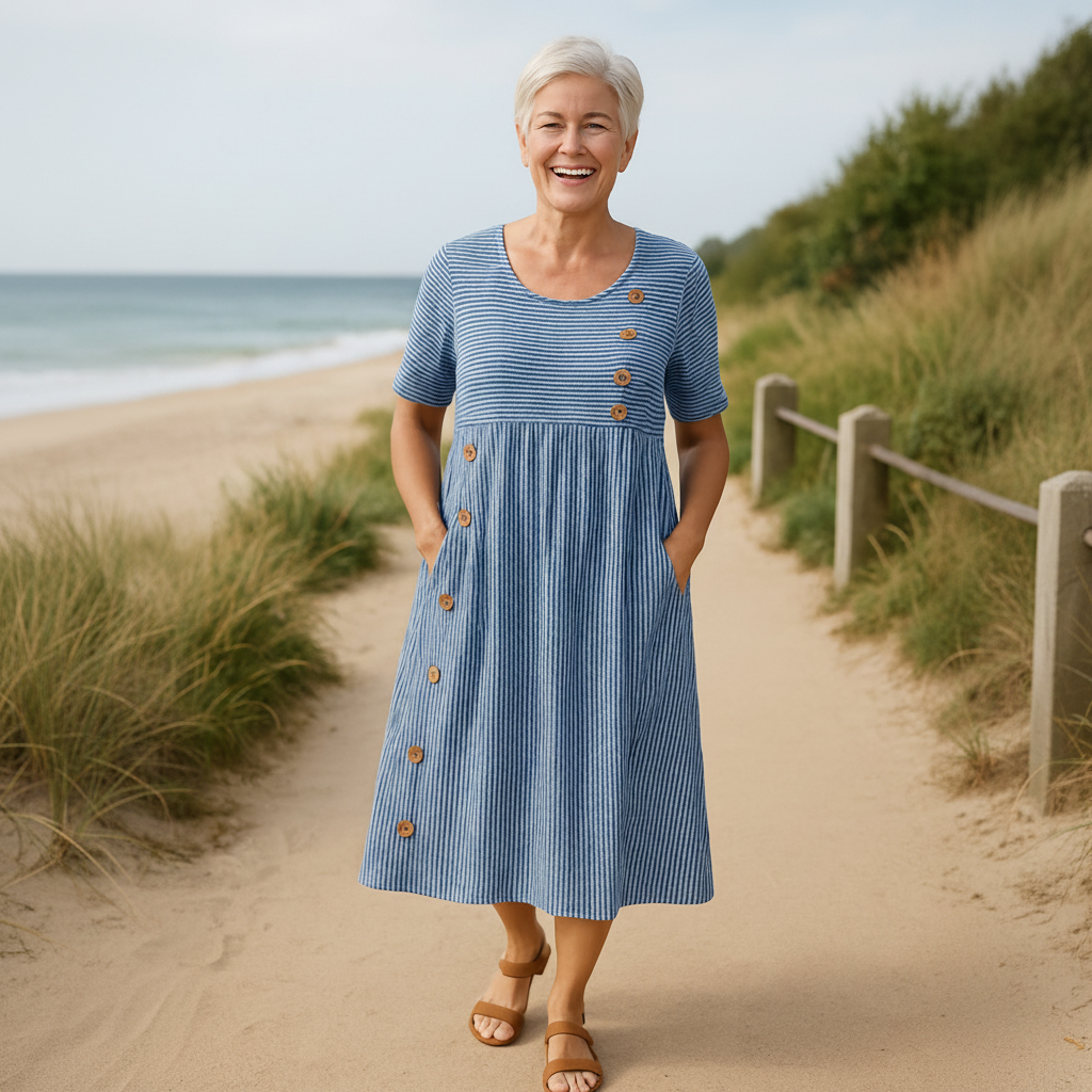 Brienne | Striped Midi Dress – Effortless Comfort, Everyday Confidence