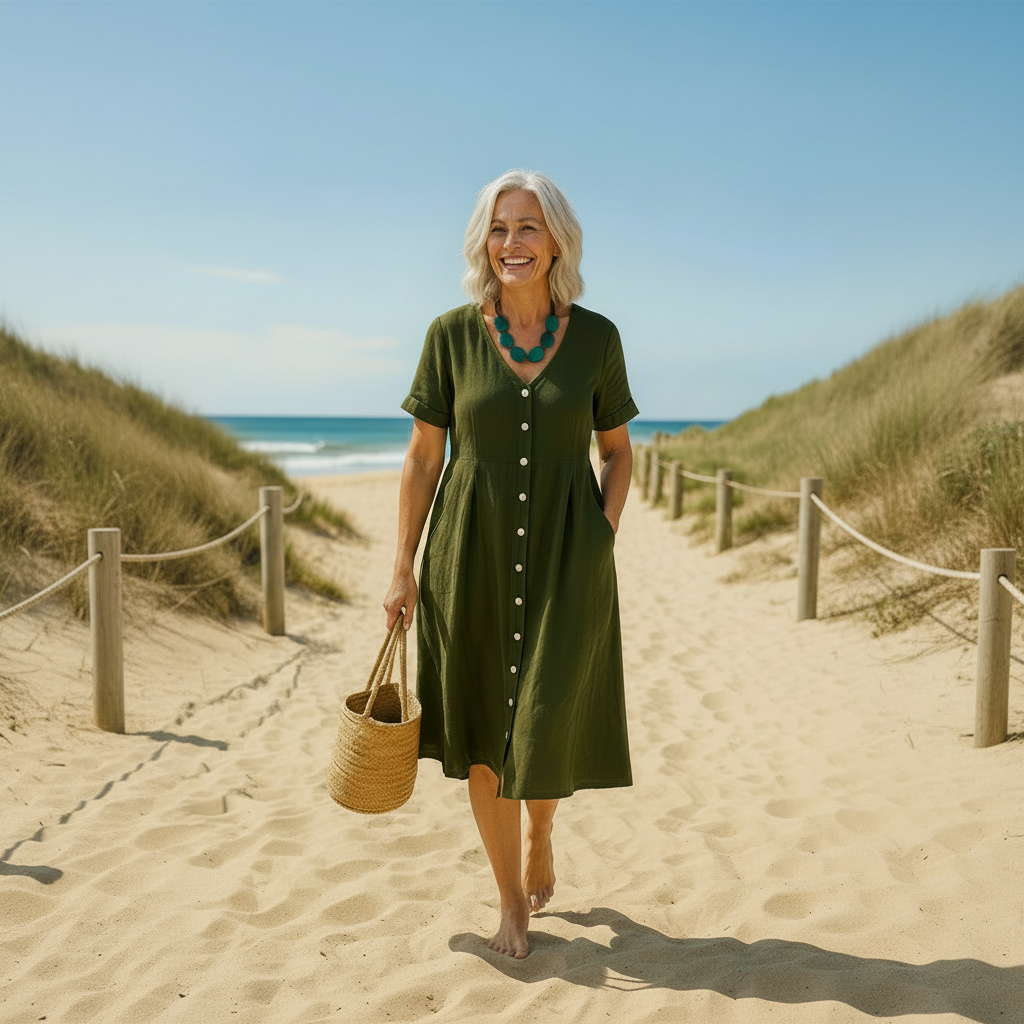 Anna | Everyday Comfort Cotton–Linen Midi Dress