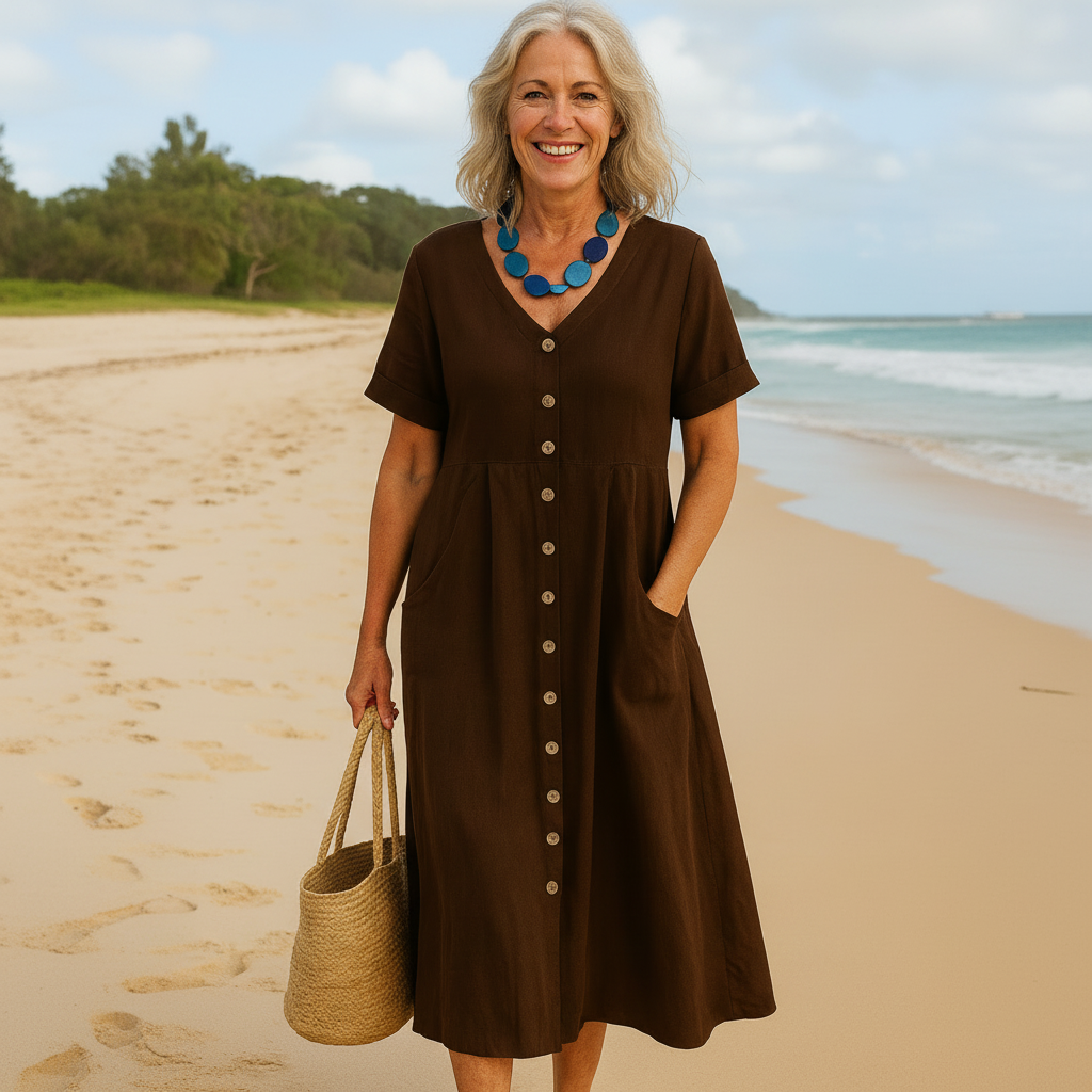 Anna | Everyday Comfort Cotton–Linen Midi Dress