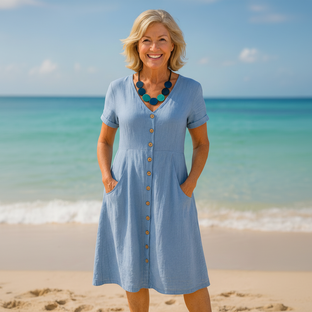 Anna | Everyday Comfort Cotton–Linen Midi Dress