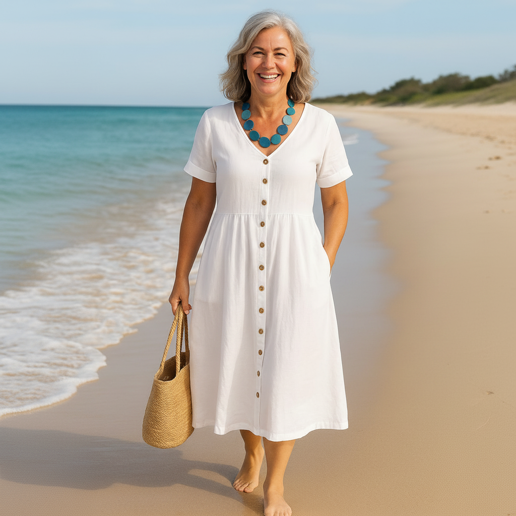 Anna | Everyday Comfort Cotton–Linen Midi Dress