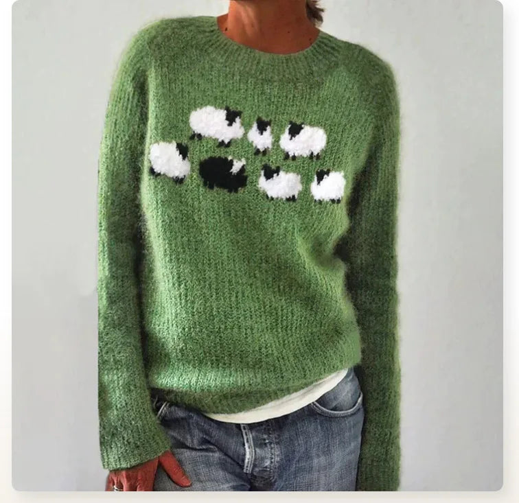 Carola™ knitted sweater with colorful Scandinavian patterns