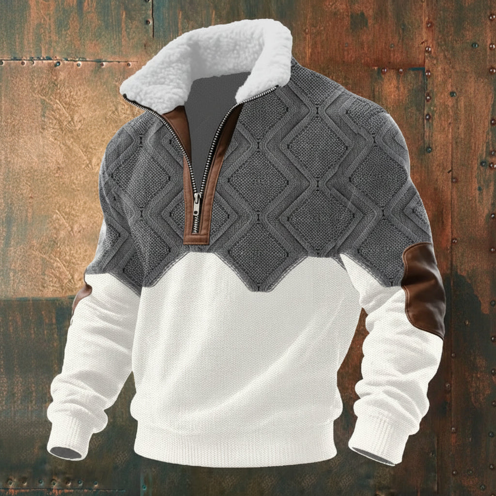 Monarch Fleece-Collar Knit Sweater