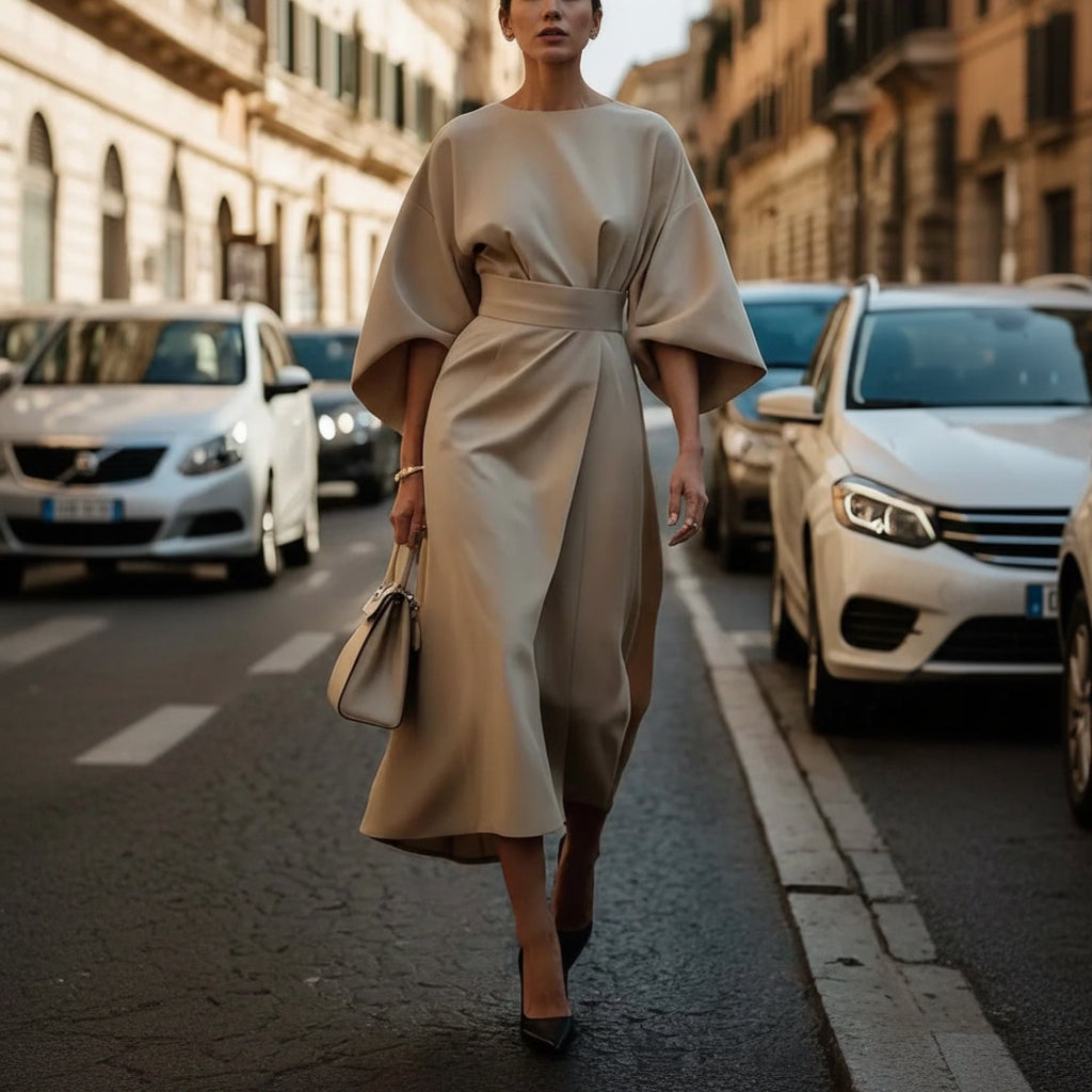 Soraya | Elegant Wide-Sleeve Midi Dress