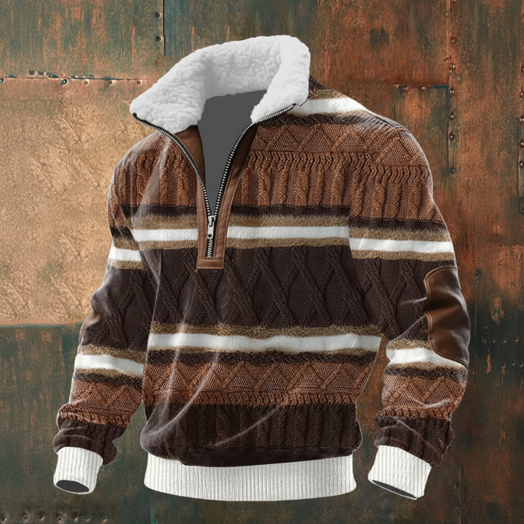 Monarch Fleece-Collar Knit Sweater