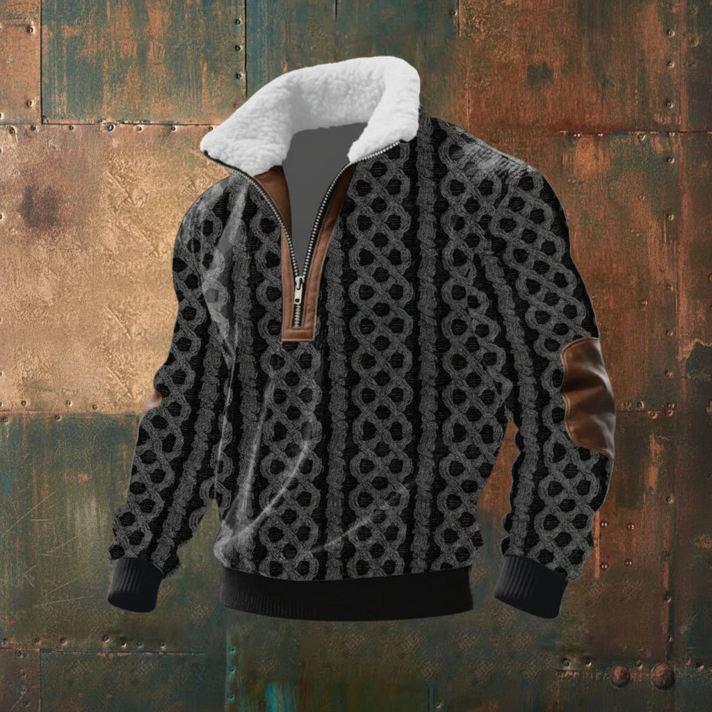 Monarch Fleece-Collar Knit Sweater