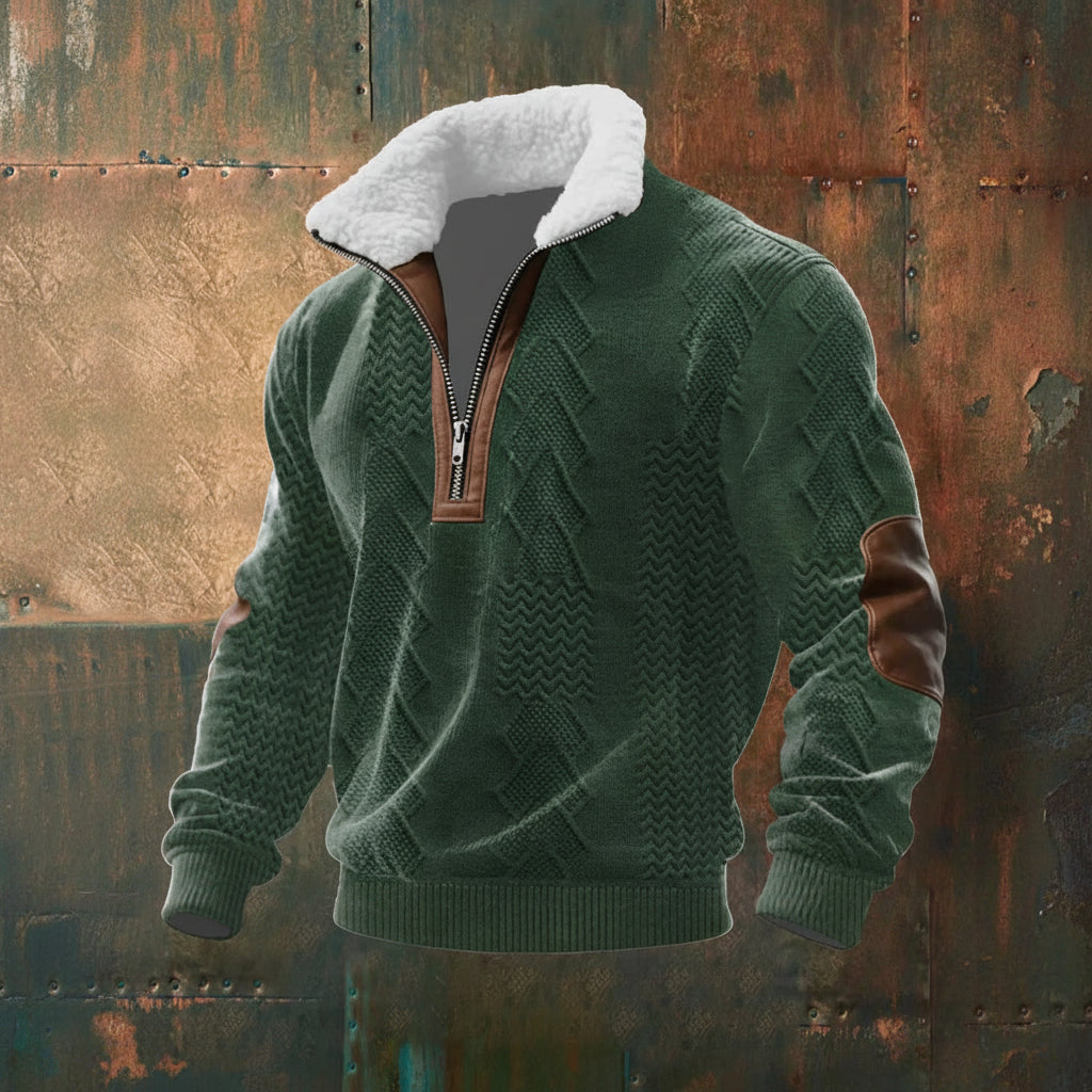 Monarch Fleece-Collar Knit Sweater