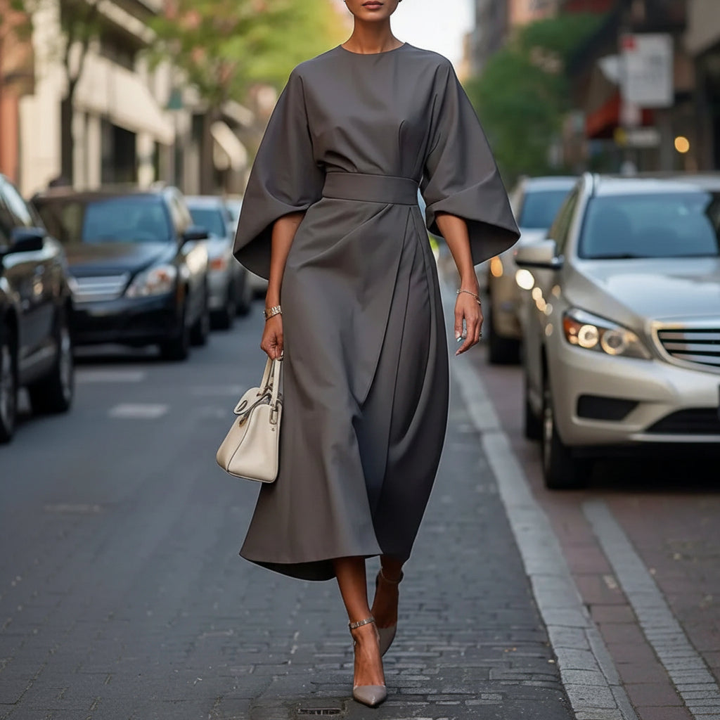 Soraya | Elegant Wide-Sleeve Midi Dress