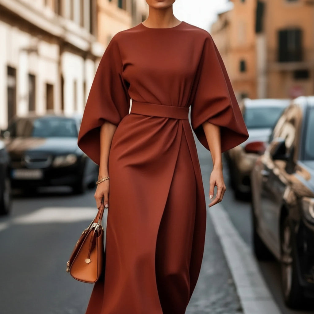Soraya | Elegant Wide-Sleeve Midi Dress