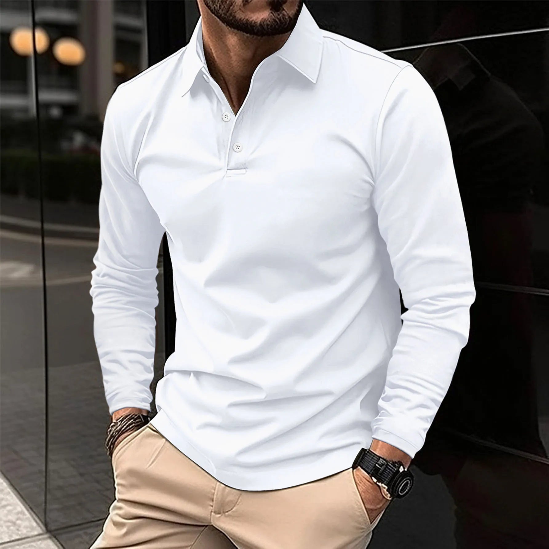 Hudson™|Casual Polo Shirt with Long Sleeves