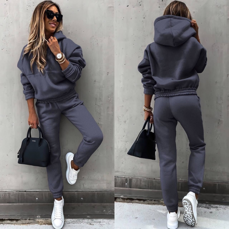 Luxury Women's Tracksuit Set with Hoodie and High-Waist Pants