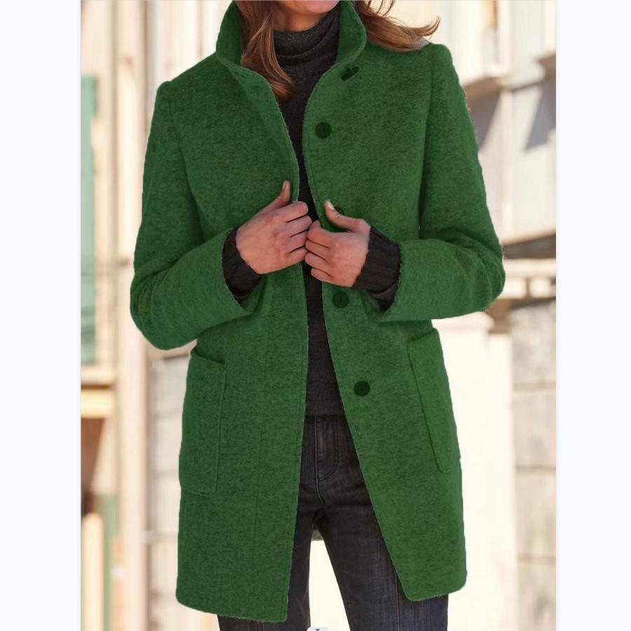 Classic Wool Women's Coat with Retro Button Closure - Amanda