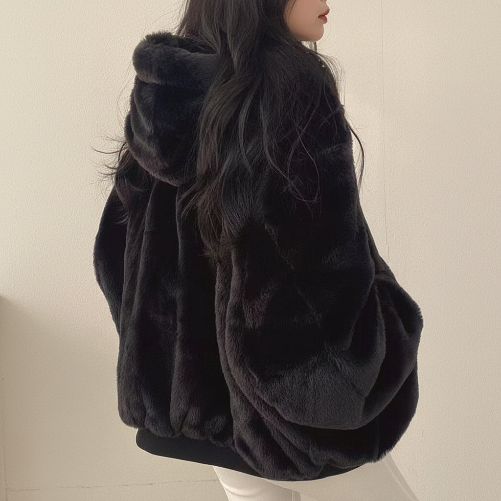Women's Oversized Winter Jacket - Cozy Soft Lining, Zip Closure, Perfect for Cold Weather