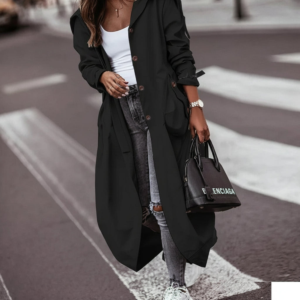 Elnara Chic Lightweight Waterproof Spring Coat - Stylish Long Design for All Weather