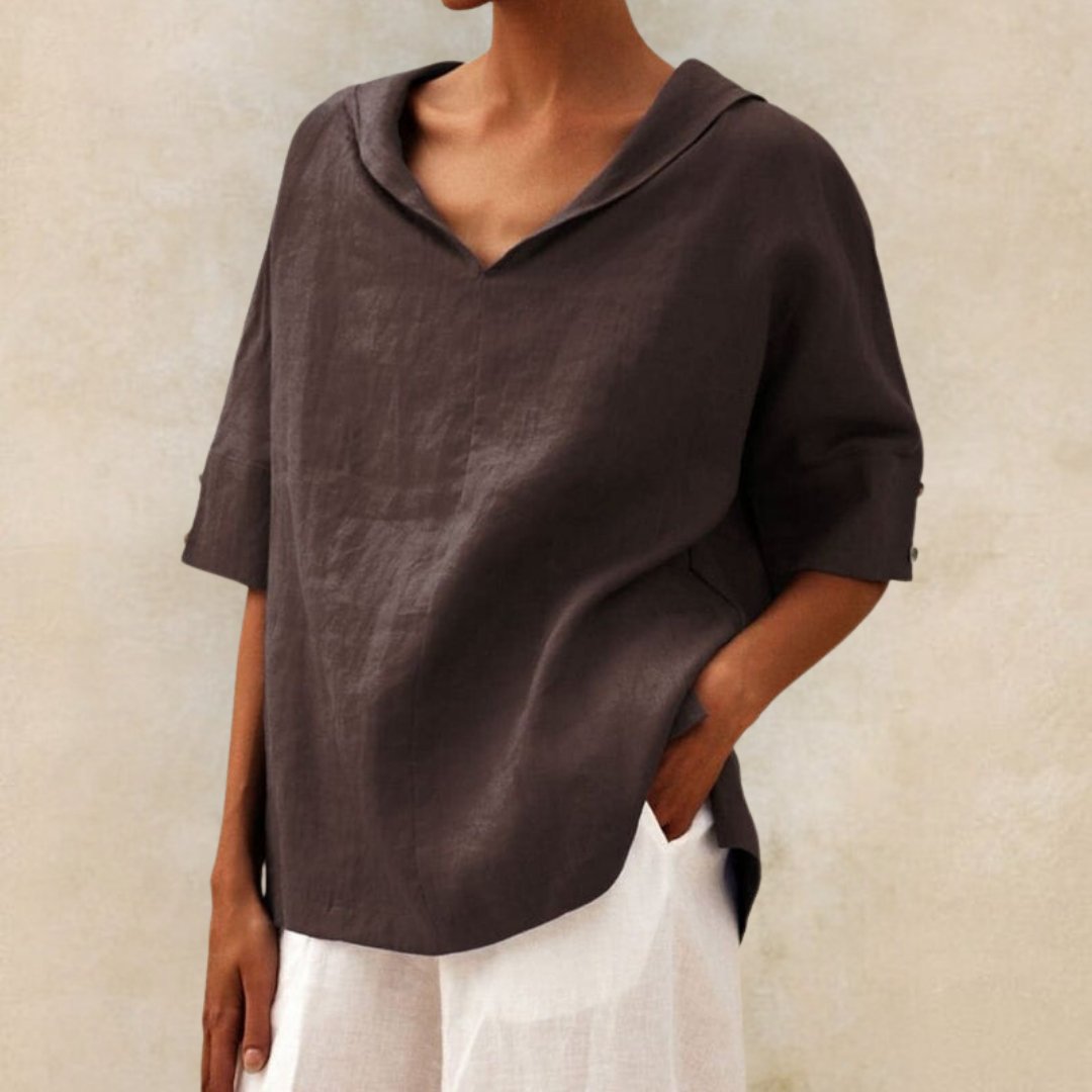 Lena | Women's V-Neck Casual Linen Shirt