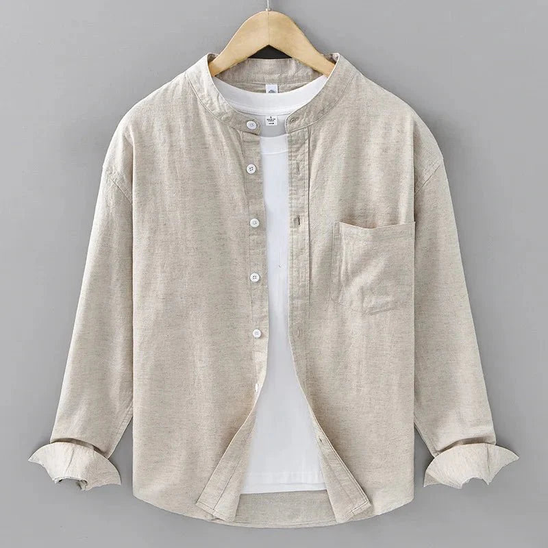 KAI™ Cotton-Linen Mandarin Shirt