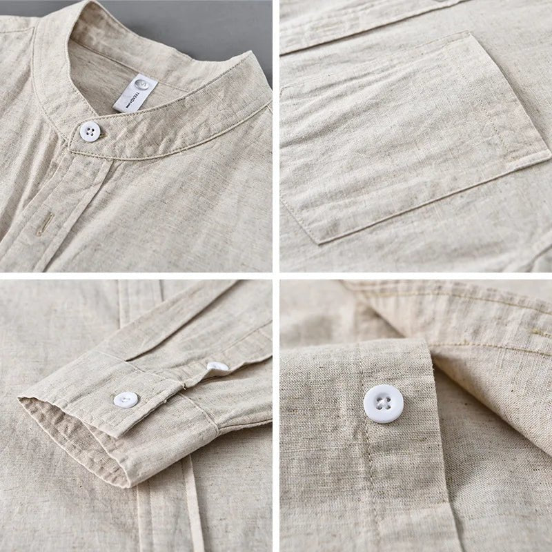 KAI™ Cotton-Linen Mandarin Shirt