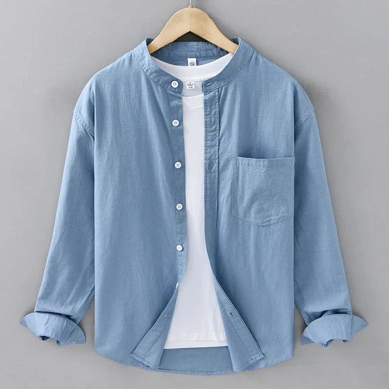 KAI™ Cotton-Linen Mandarin Shirt