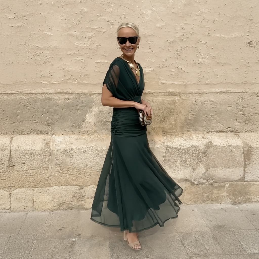 Elegant V-neck Fantasy Party Maxi Dress