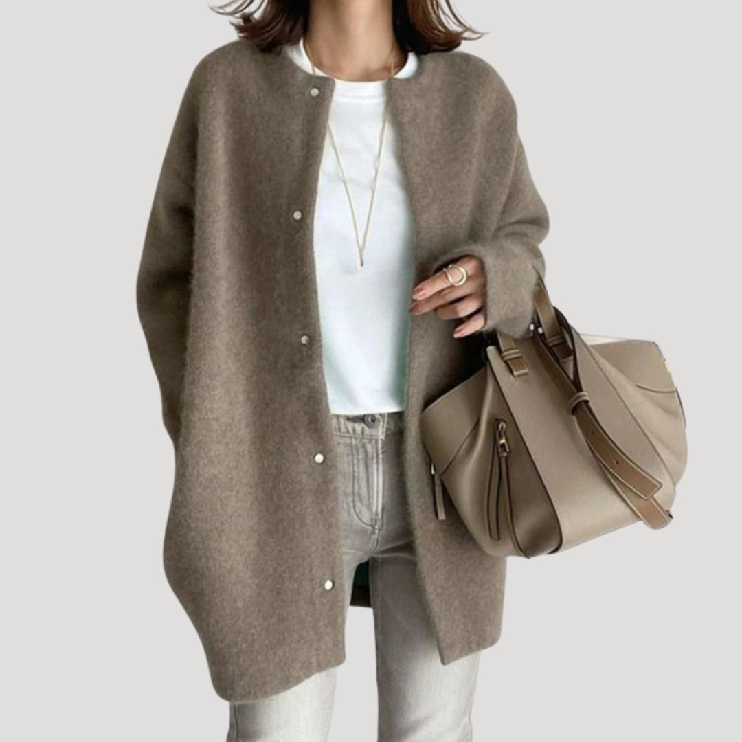 Amelia - Women's cozy wool cardigan long knitwear