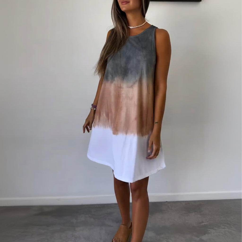 Sleeveless color block casual dress