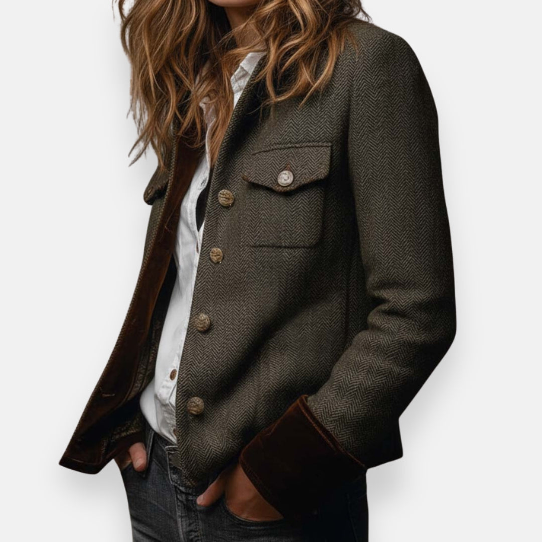 Corrie - Tweed Jacket with Velvet Details