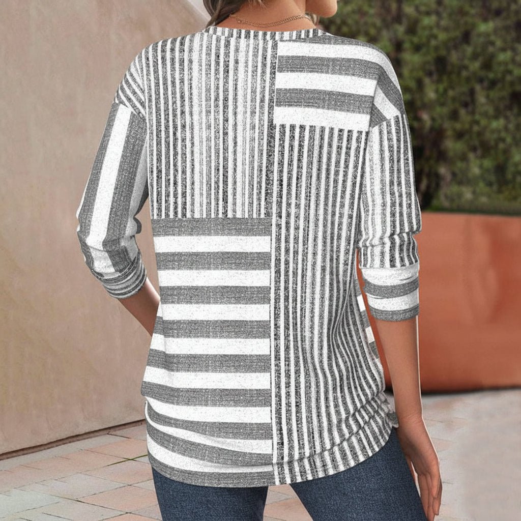 Relaxed Striped Long Sleeve T-Shirt