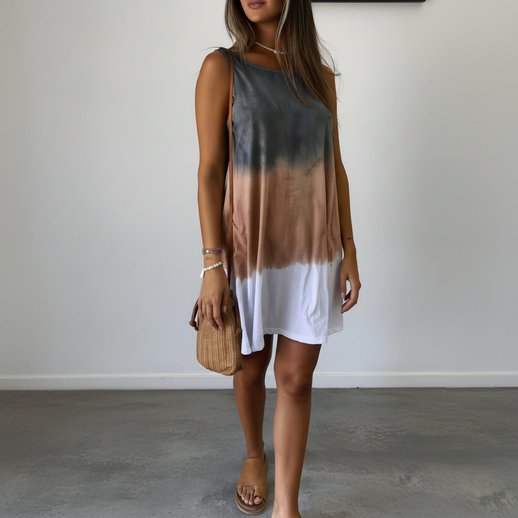 Sleeveless color block casual dress