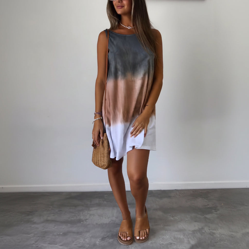 Sleeveless color block casual dress