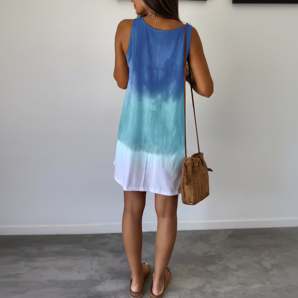 Sleeveless color block casual dress