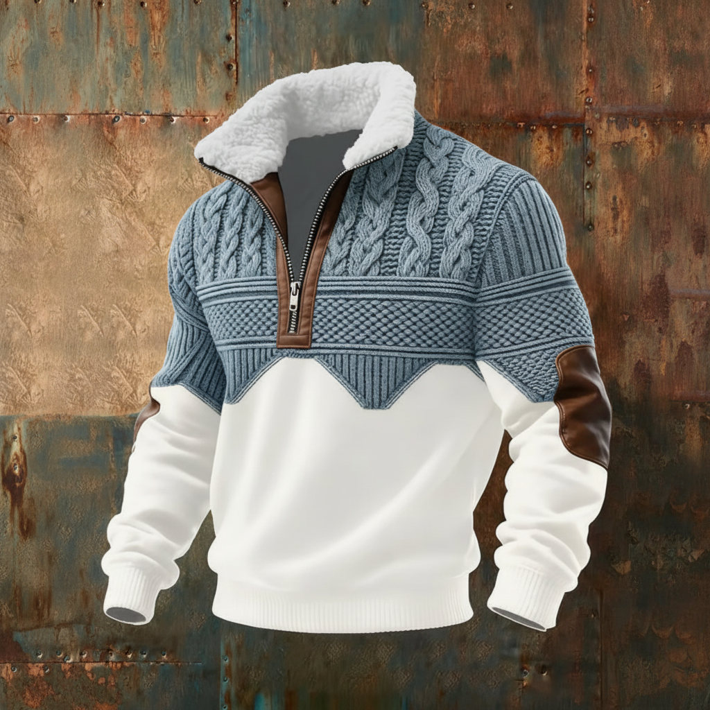 Monarch Fleece-Collar Knit Sweater