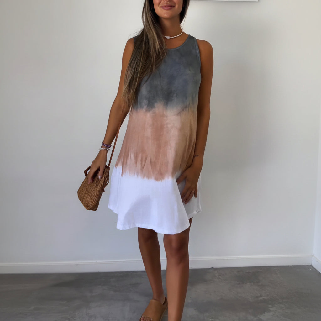 Sleeveless color block casual dress