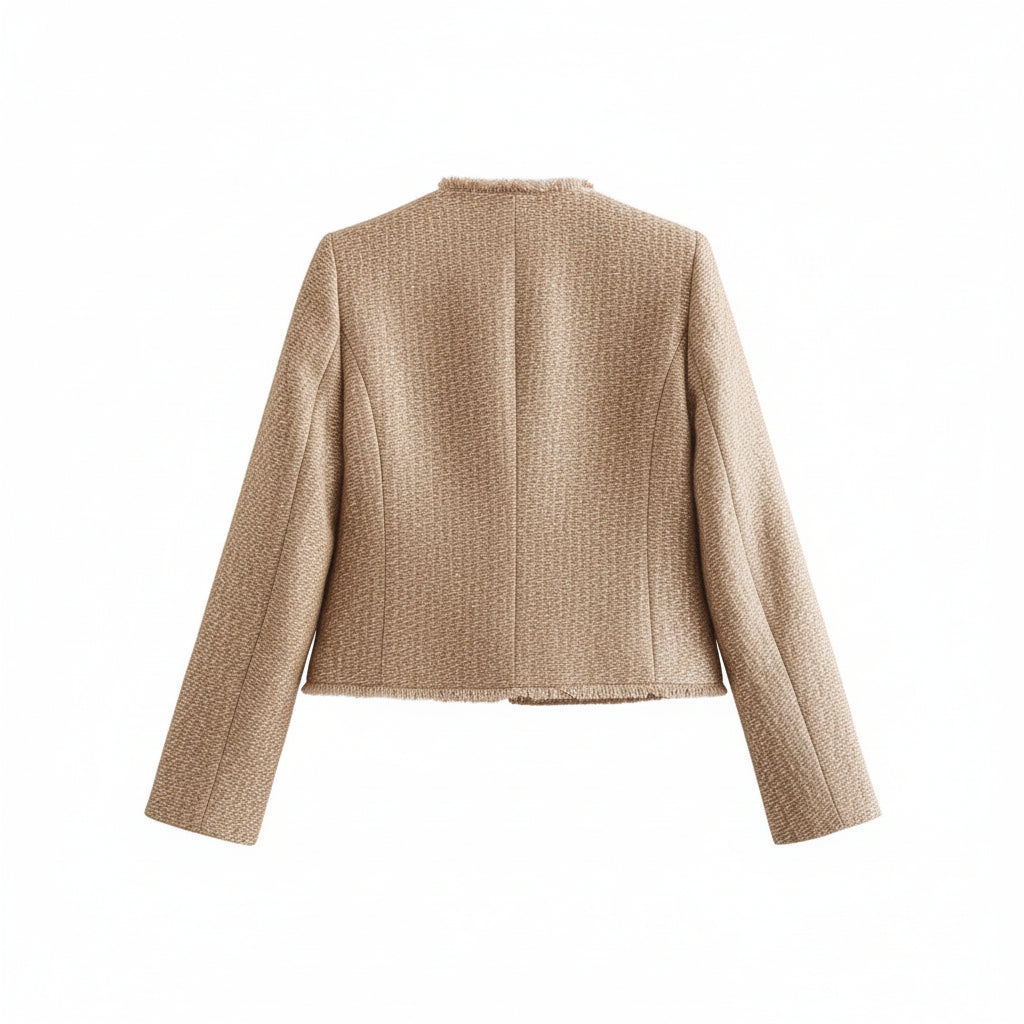 Frayed crew neck jacket with buttons